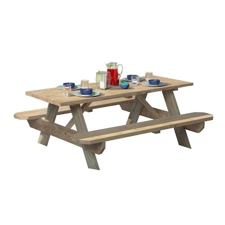 UPF UFP Picnic Table, 2712 in W, 6 ft H, Pine Table, Southern Yellow Table 106116